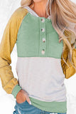 Fashion Color Block Contrast Mandarin Collar Sweats