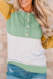 Fashion Color Block Contrast Mandarin Collar Sweats