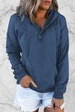 Casual Solid Buttons V Neck Hoodies(9 Colors)