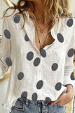 Fashion Casual Polka Dot Patchwork Printing Turndown Collar Tops