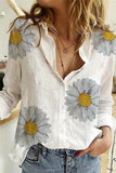 Fashion Casual Polka Dot Patchwork Printing Turndown Collar Tops