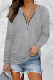 Casual Solid Fold V Neck Tops(8 Colors)