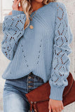 Sweet Solid Hollowed Out O Neck Sweaters(6 Colors)