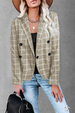 Work Street Plaid Patchwork Turn-back Collar Outerwear(4 Colors)