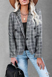 Work Street Plaid Patchwork Turn-back Collar Outerwear(4 Colors)