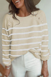 Casual Sportswear Striped Patchwork O Neck Sweaters(3 Colors)