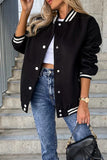 Casual Street Color Block Buckle Contrast O Neck Jacket(4 Colors)