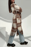 Sweet Elegant Plaid Striped Printing Shirt Collar Outerwear(3 Colors)