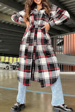 Sweet Elegant Plaid Striped Printing Shirt Collar Outerwear(3 Colors)