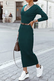 Elegant College Solid Solid Color V Neck One Step Skirt Dresses