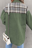 Street Plaid Striped Patchwork Pocket Turndown Collar Outerwear(6 Colors)