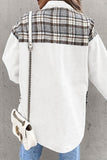 Street Plaid Striped Patchwork Pocket Turndown Collar Outerwear(6 Colors)