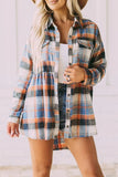 Casual Plaid Buckle Buttons Turndown Collar Tops(5 Colors)