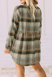 Casual Plaid Buckle Buttons Turndown Collar Tops(5 Colors)