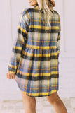 Casual Plaid Buckle Buttons Turndown Collar Tops(5 Colors)