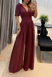 Casual Solid Color V Neck Jumpsuits(2 Colors)