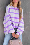 Casual Striped Printing O Neck Tops(4 Colors)