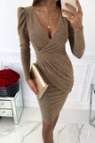 Elegant College Solid Solid Color Zipper V Neck A Line Dresses