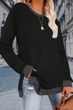 Casual Solid Contrast O Neck Tops(10 Colors)