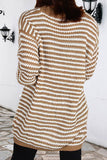 Plaid Striped Patchwork V Neck Long Sleeve Dresses(3 Colors)