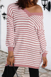 Plaid Striped Patchwork V Neck Long Sleeve Dresses(3 Colors)