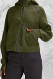 Street Solid Solid Color Hooded Collar Tops