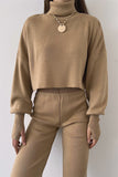 Casual Solid Solid Color Turtleneck Long Sleeve Two Pieces