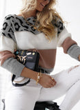 Casual Leopard Color Block Contrast O Neck Sweaters(5 Colors)