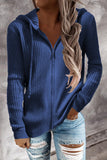 Casual Zipper Hooded Collar Tops