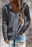 Casual Zipper Hooded Collar Tops