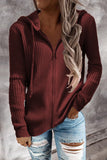 Casual Zipper Hooded Collar Tops