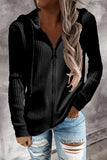 Casual Zipper Hooded Collar Tops