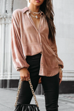 Casual Solid Patchwork Turndown Collar Tops