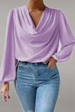 Casual Solid Patchwork U Neck Tops(6 Colors)