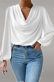 Casual Solid Patchwork U Neck Tops(6 Colors)