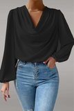 Casual Solid Patchwork U Neck Tops(6 Colors)