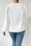 Casual Solid Patchwork U Neck Tops(6 Colors)