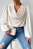 Casual Solid Patchwork U Neck Tops(6 Colors)