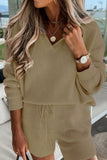 Casual Solid Frenulum Turndown Collar Long Sleeve Two Pieces(4 Colors)