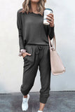 Casual Solid Asymmetrical O Neck Long Sleeve Two Pieces(16 Colors)