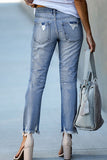 Street Solid Patchwork High Waist Skinny Denim Jeans(3 Colors)