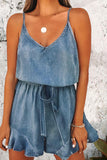 Solid Make Old With Belt V Neck Regular Rompers