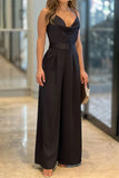 Casual Simplicity Solid Solid Color V Neck Loose Jumpsuits