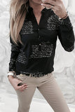 Casual Street Letter Print Patchwork V Neck Blouses (3 Colors)