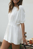 Casual Simplicity Solid Backless O Neck Loose Rompers