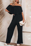 Casual Daily Solid Solid Color Off the Shoulder Regular Jumpsuits(4 Colors)