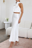 Celebrities Elegant Solid Solid Color Halter Sleeveless Two Pieces