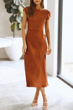 Celebrities Elegant Solid Hollowed Out Solid Color A Line Dresses