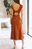 Celebrities Elegant Solid Hollowed Out Solid Color A Line Dresses