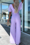 Casual Elegant Solid V Neck Regular Jumpsuits(4 Colors)